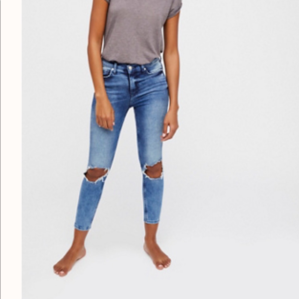Free People High Rose Distressed Skinny Jeans